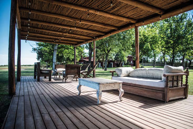 Shaded veranda at Estancia La Faustina